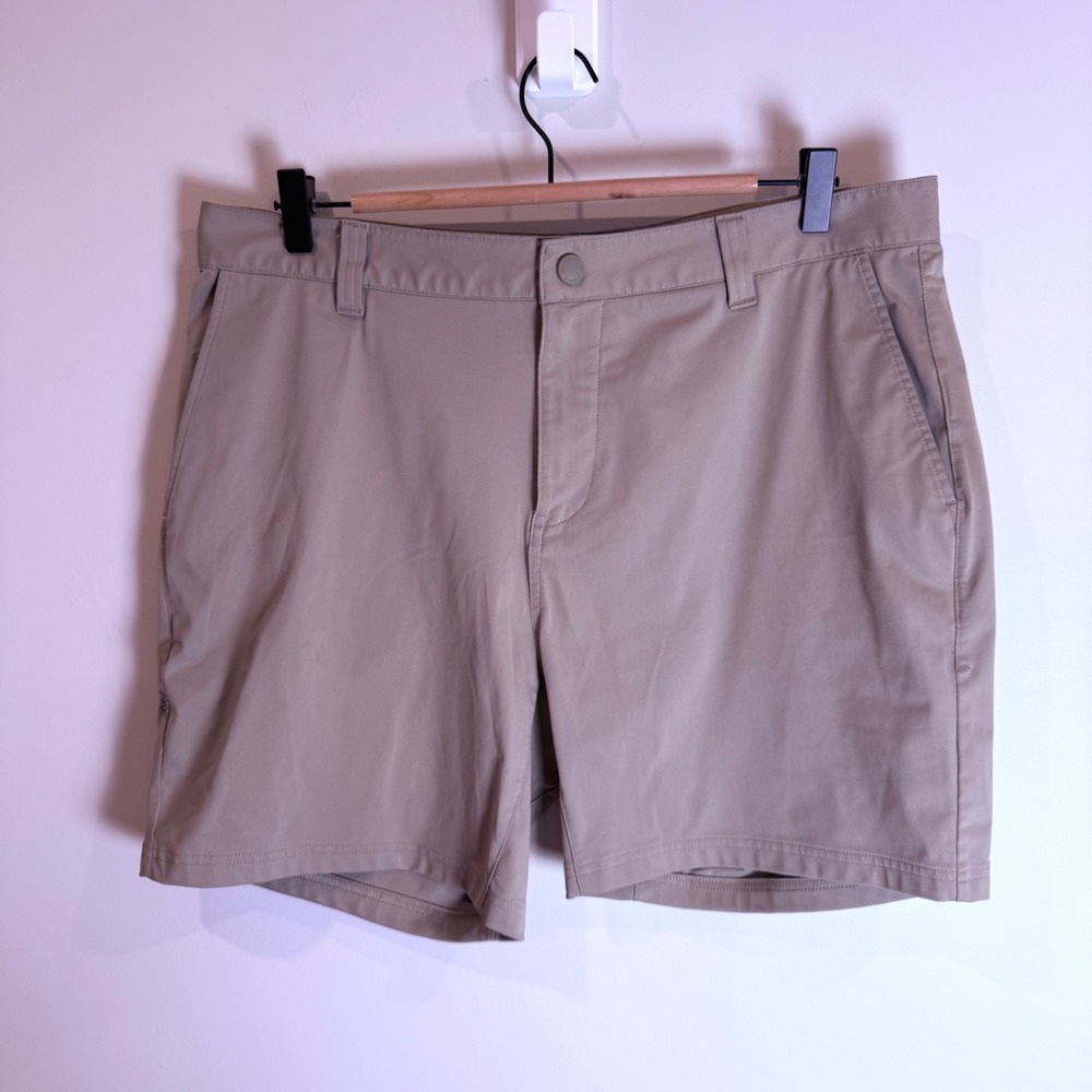 Rhone Mens Shorts Size 35 Khaki Flat Front Stretch Casual Travel Golf